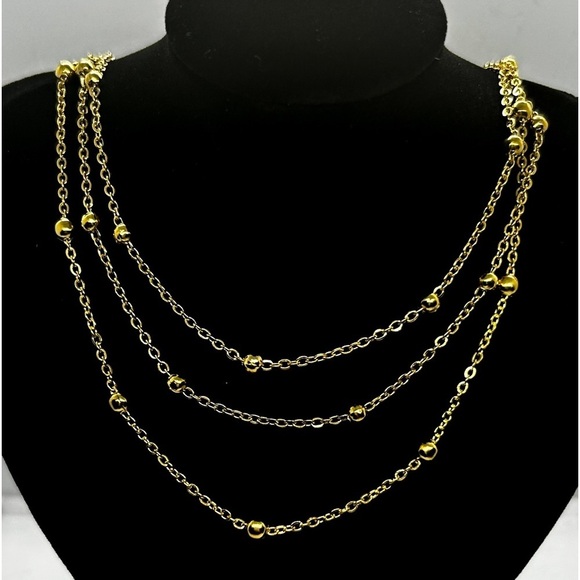 Jewelry - NWOT Stainless Steel 18K Gold Plated Tripled Layers Necklace